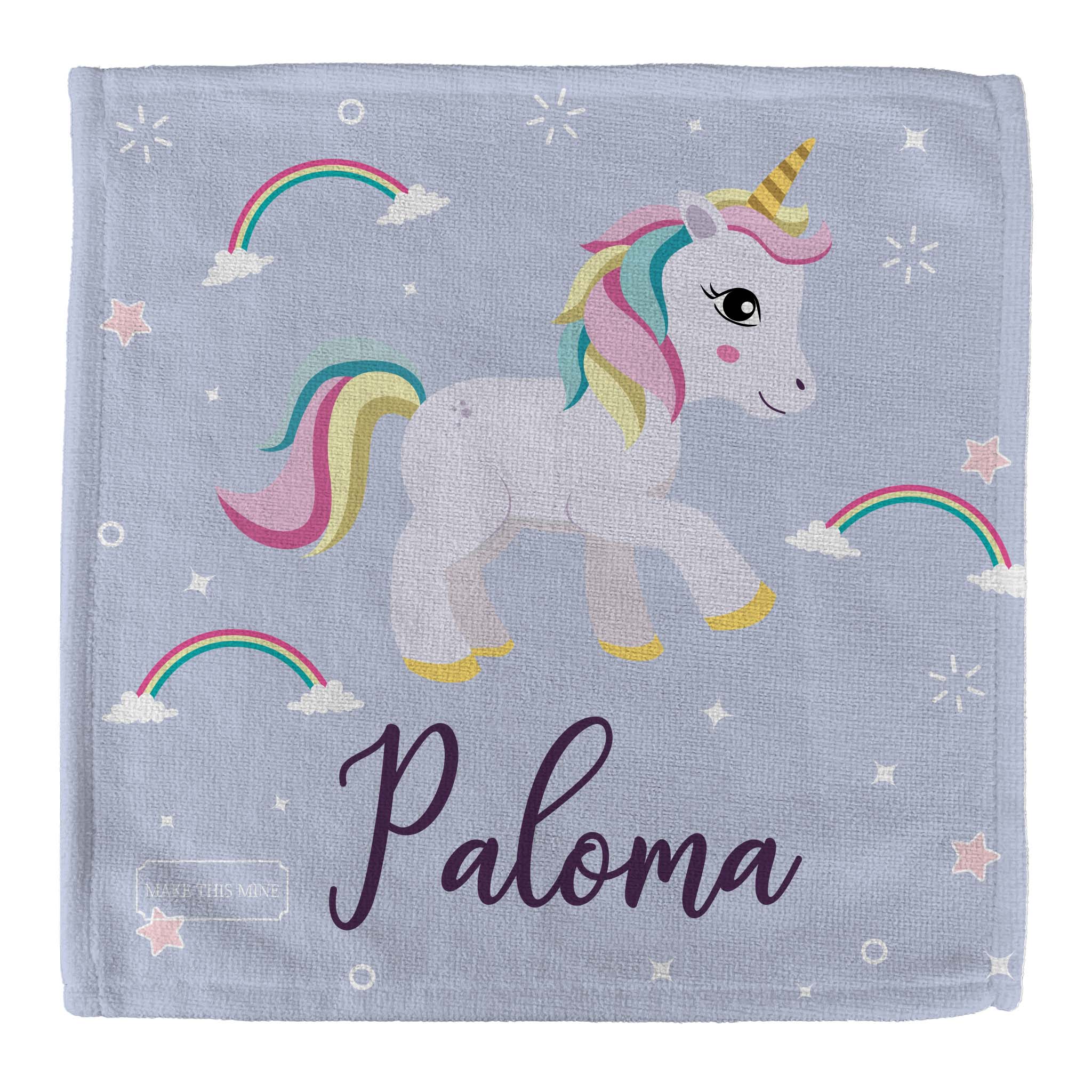 Personalised Children's Face Cloth - Unicorn Sparkle