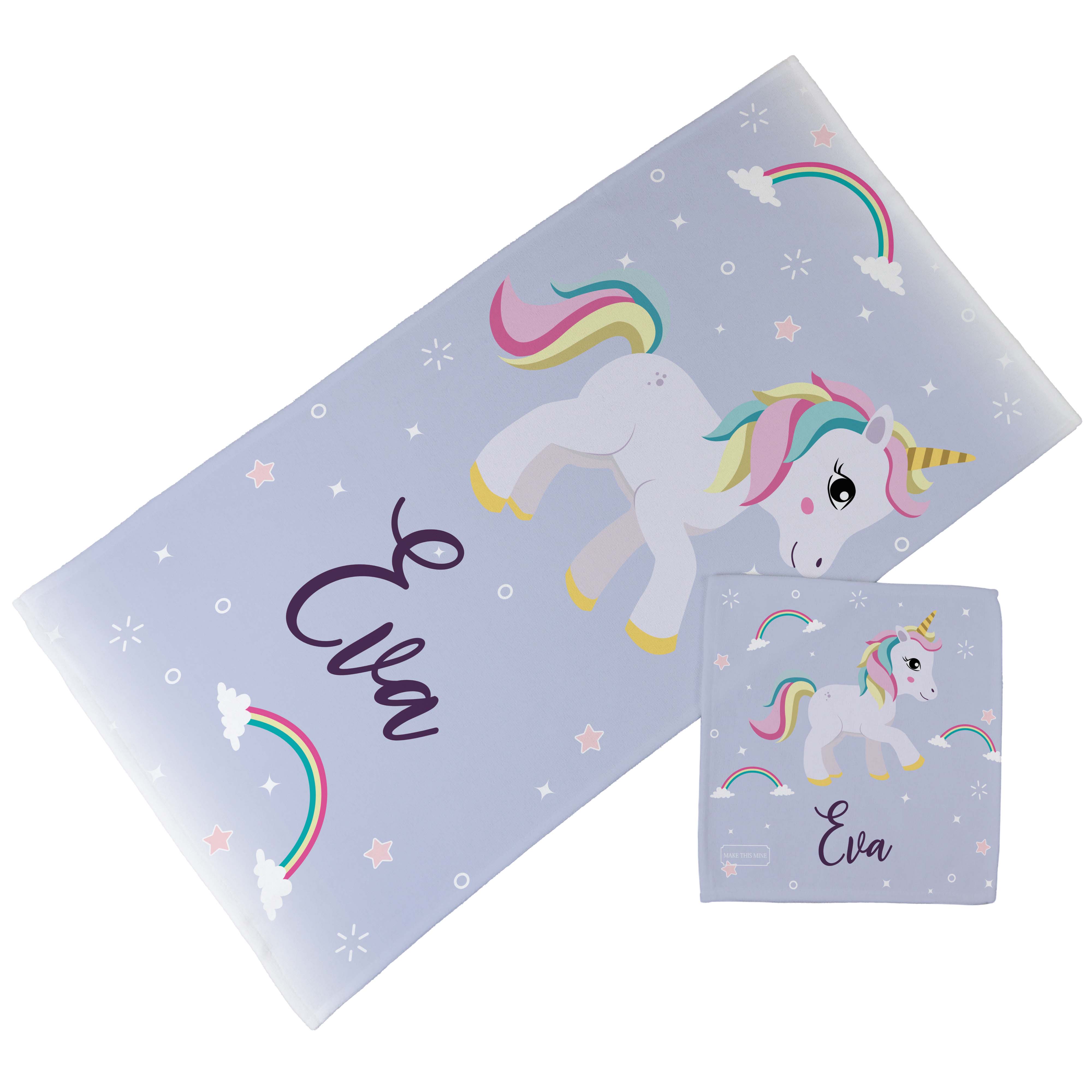 Personalised Children's Towel & Face Cloth Pack - Unicorn Sparkle