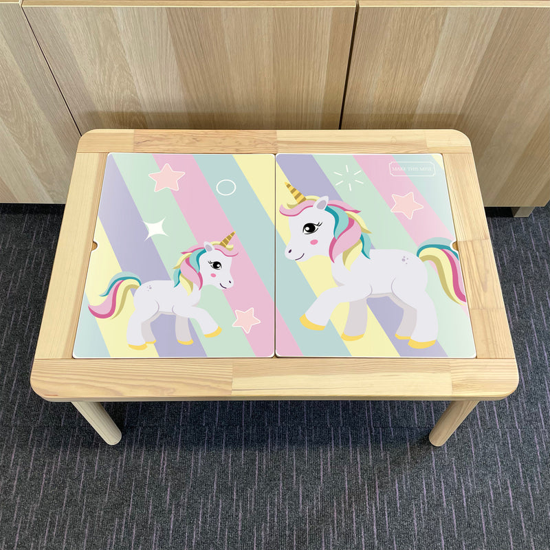 Kids Striped Unicorn Table Top STICKER ONLY Compatible with IKEA Flisat Tables