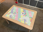 Kids Striped Unicorn Table Top STICKER ONLY Compatible with IKEA Flisat Tables