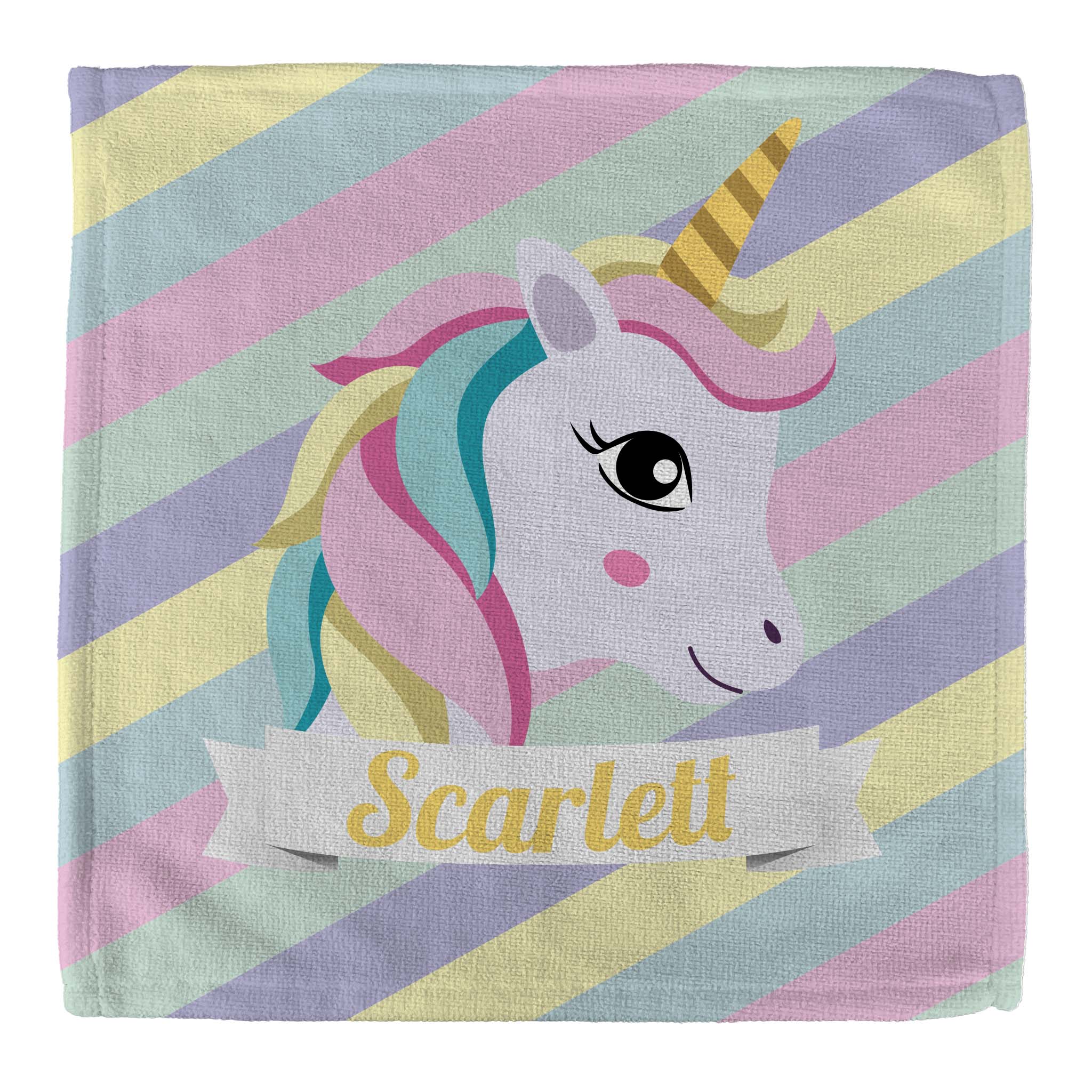 Personalised Children's Face Cloth - Striped Unicorn