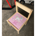 Personalised Children's Chair Printed Pink Unicorn Sparkle Design