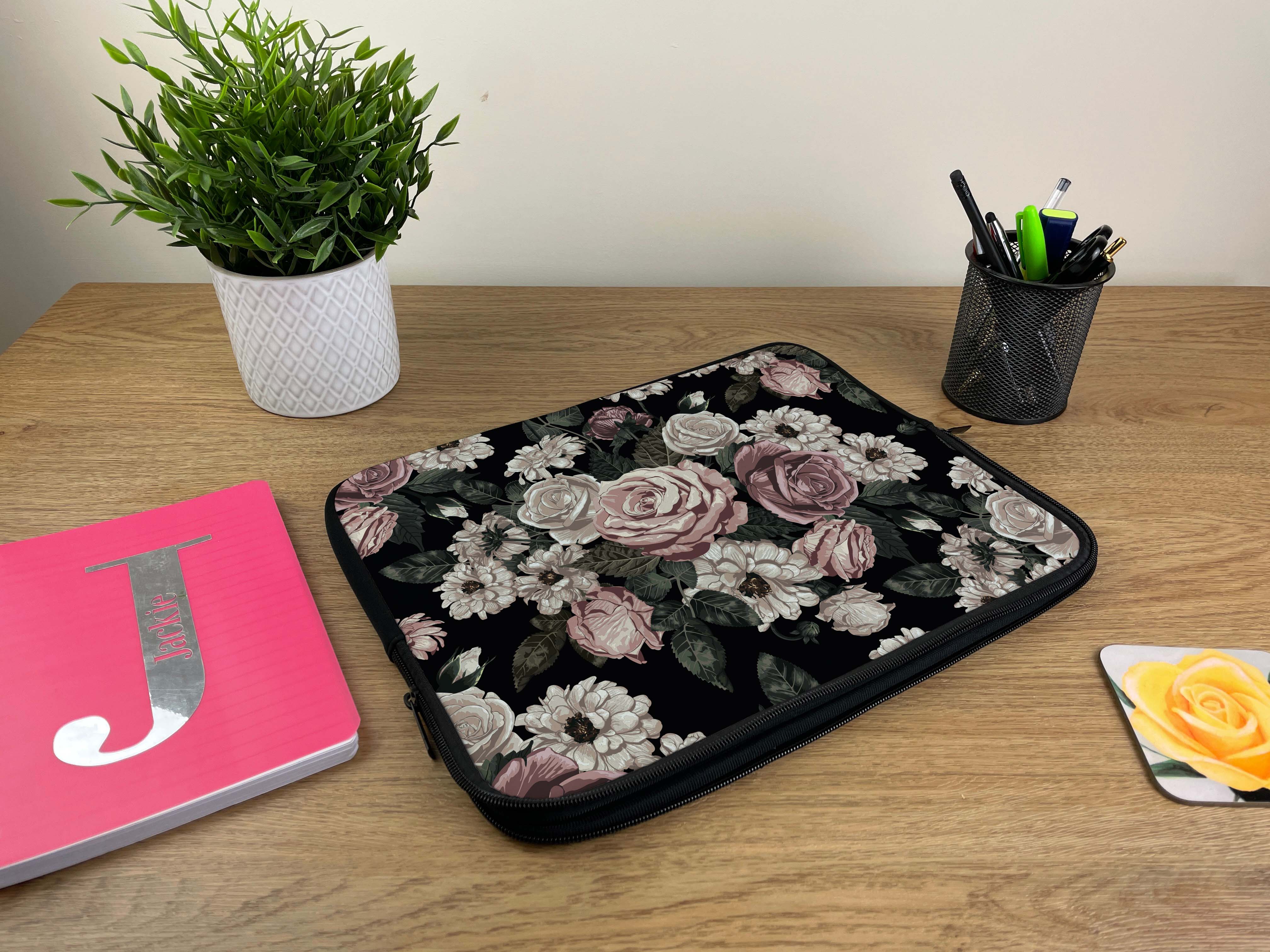 Laptop Sleeve with Vintage Flower Design