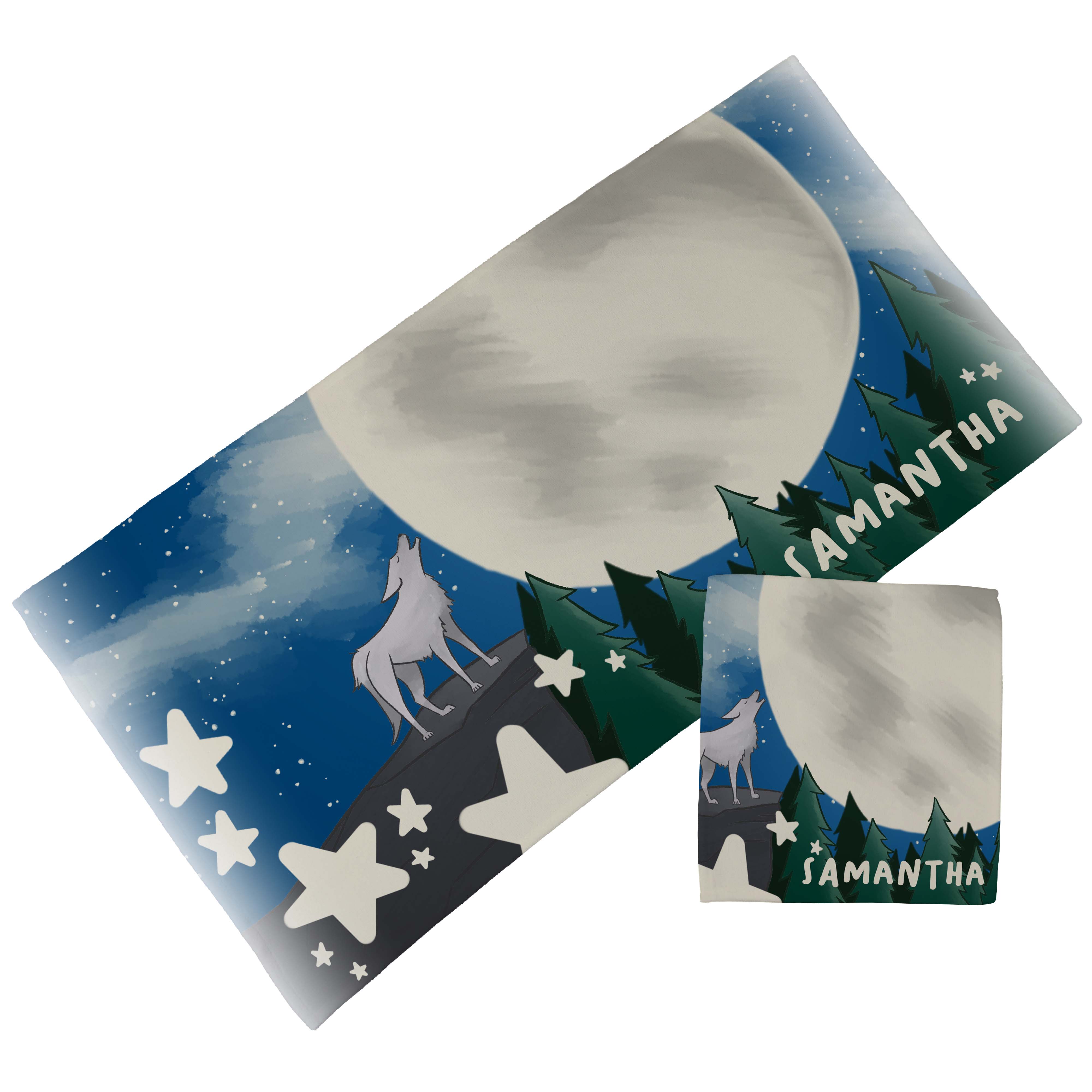 Personalised Children's Towel & Face Cloth Pack - Wolf