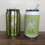 Personalised Children's Green Unicorn 280ml Stainless Steel Drinks Can