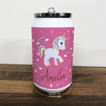 Personalised Children's Pink Unicorn 280ml Stainless Steel Drinks Can