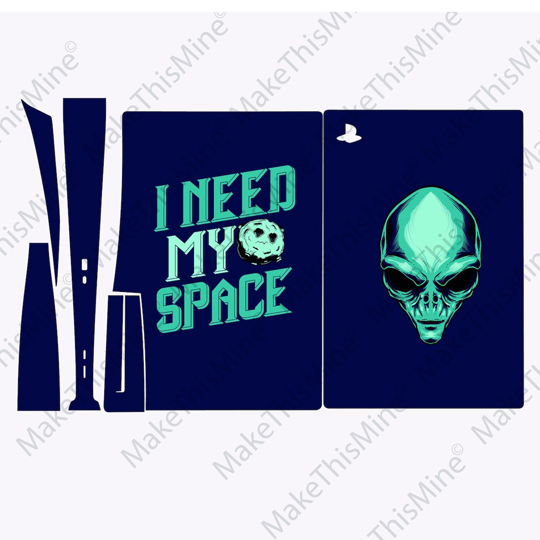 PS5 Blue Alien Personalised Console Vinyl Sticker