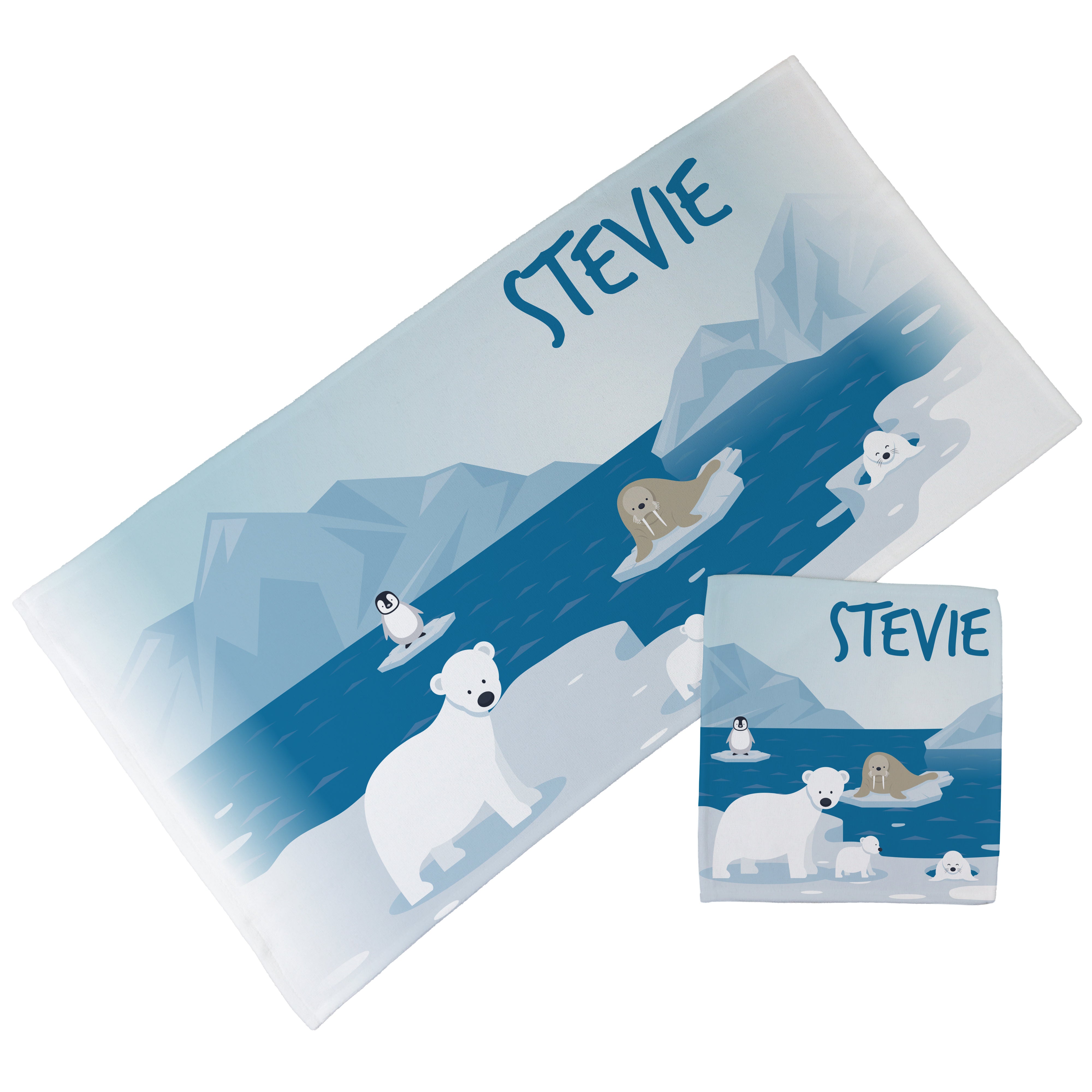 Personalised Children's Towel & Face Cloth Pack - Arctic