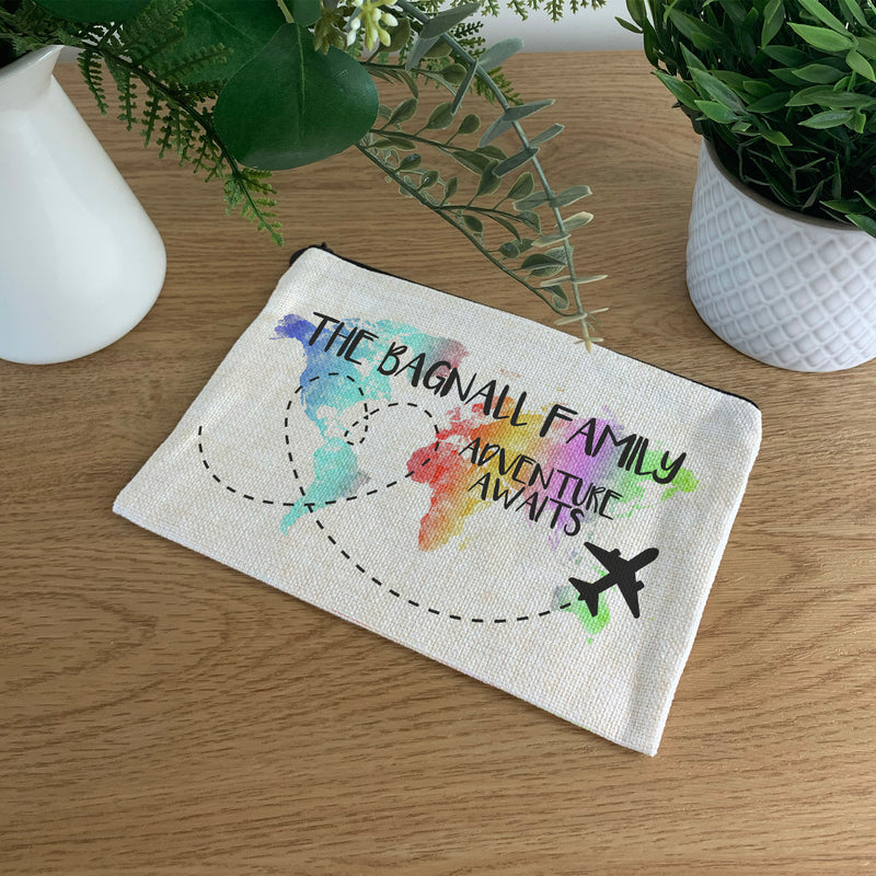 Personalised Family Passport Bag - Rainbow Map Design