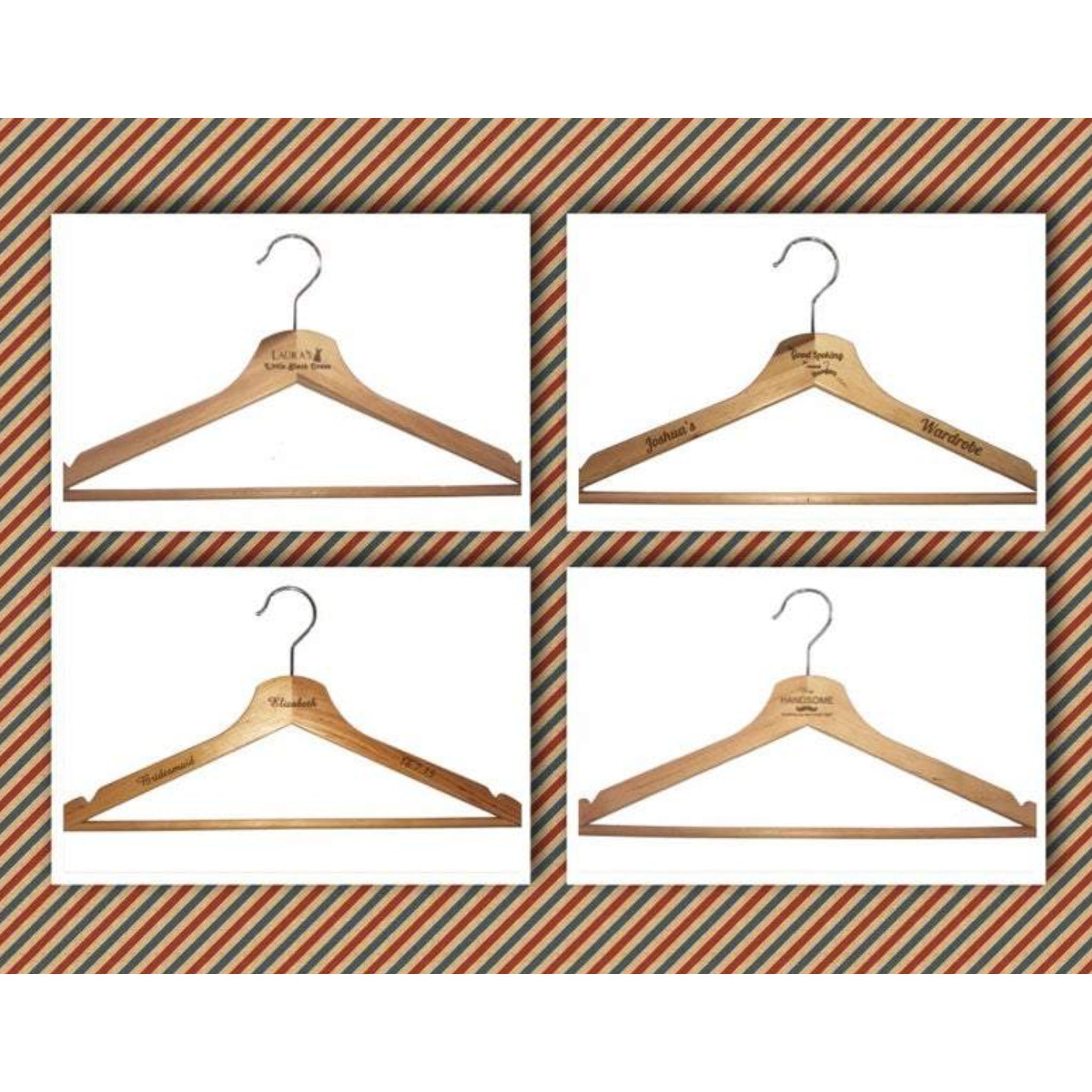 Personalised Brown Wooden Coat Hanger