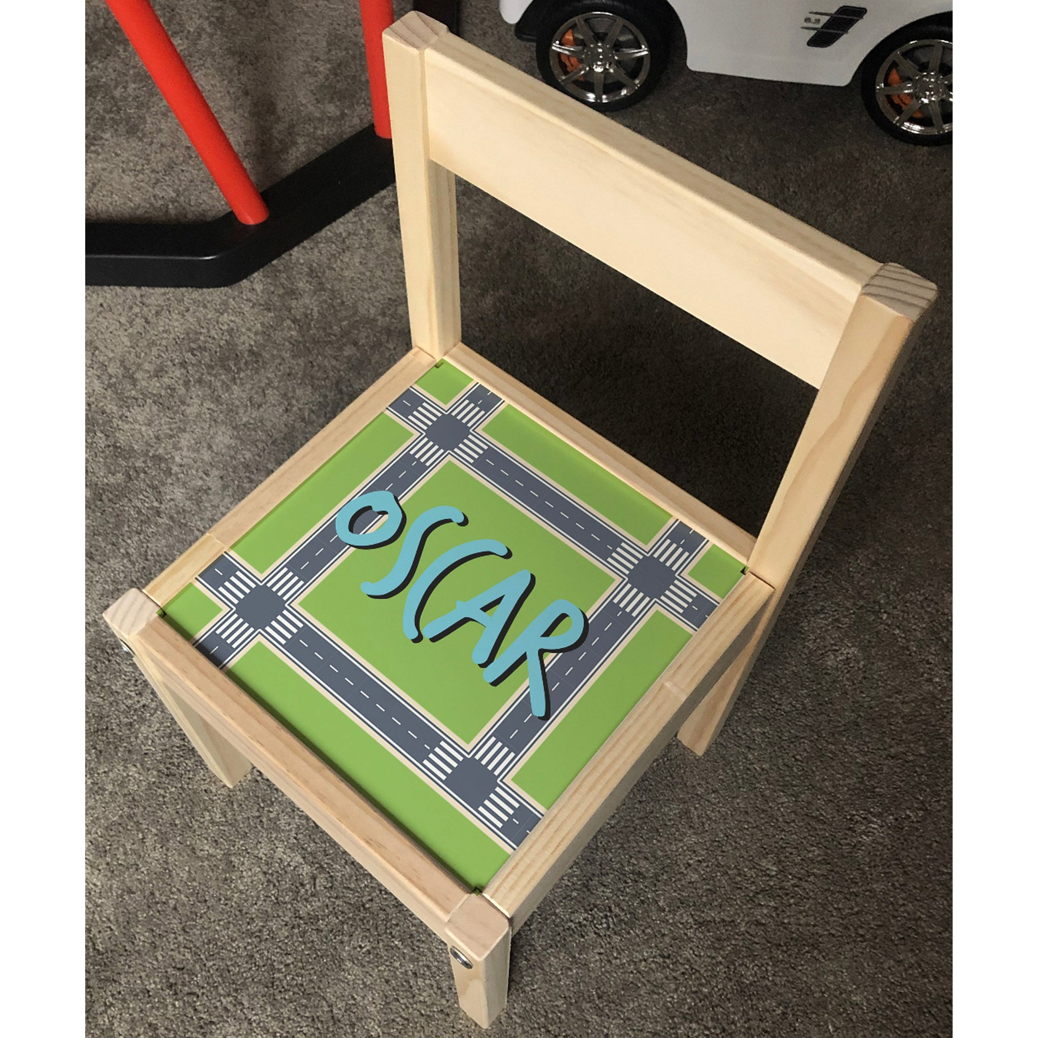 Personalised Children's Table and 2 Chairs Printed City Town Design