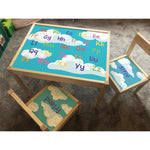 Personalised Children's Table and 2 Chairs Printed Cloud Alphabet Design