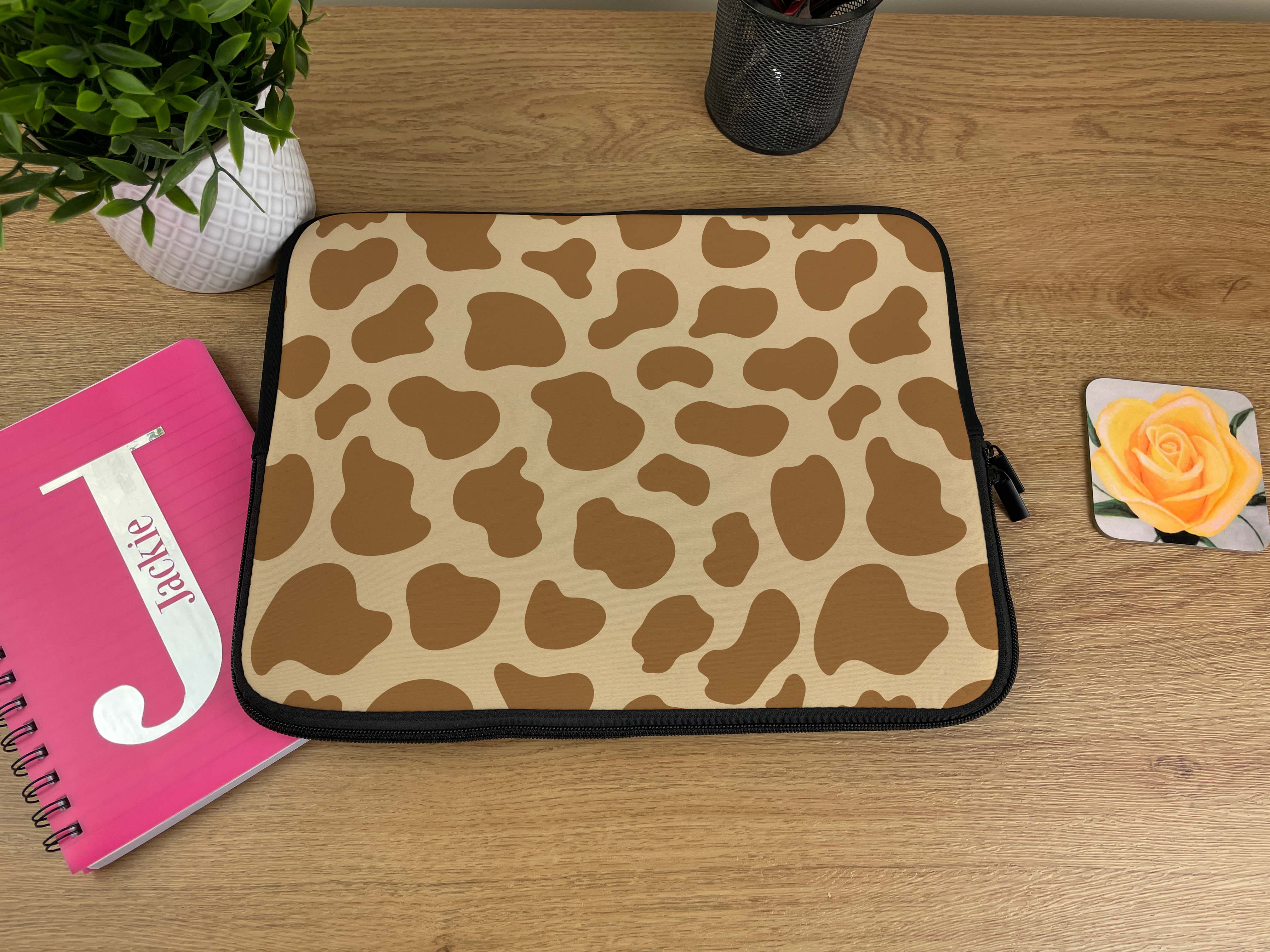 Laptop Sleeve with Cow Print Design