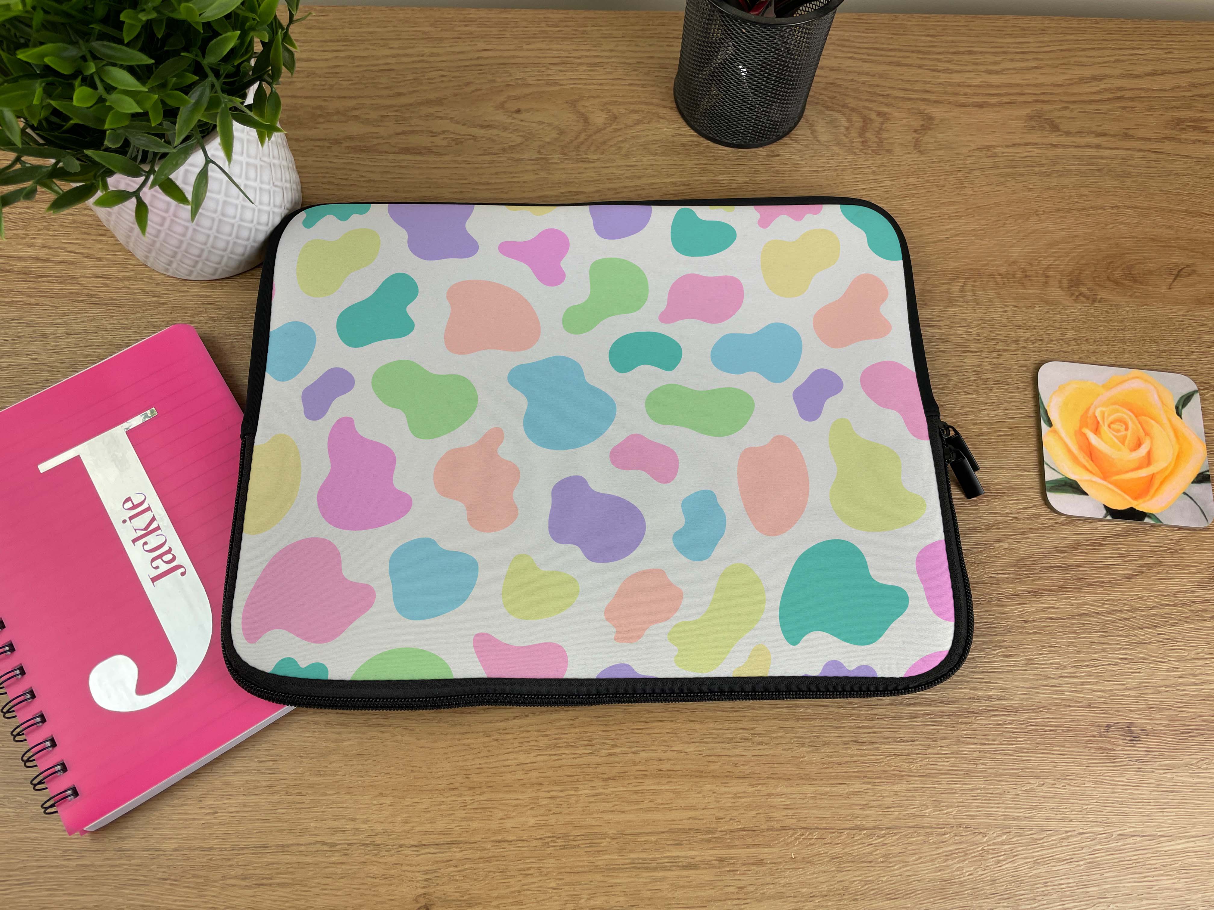 Laptop Sleeve with Cow Print Design