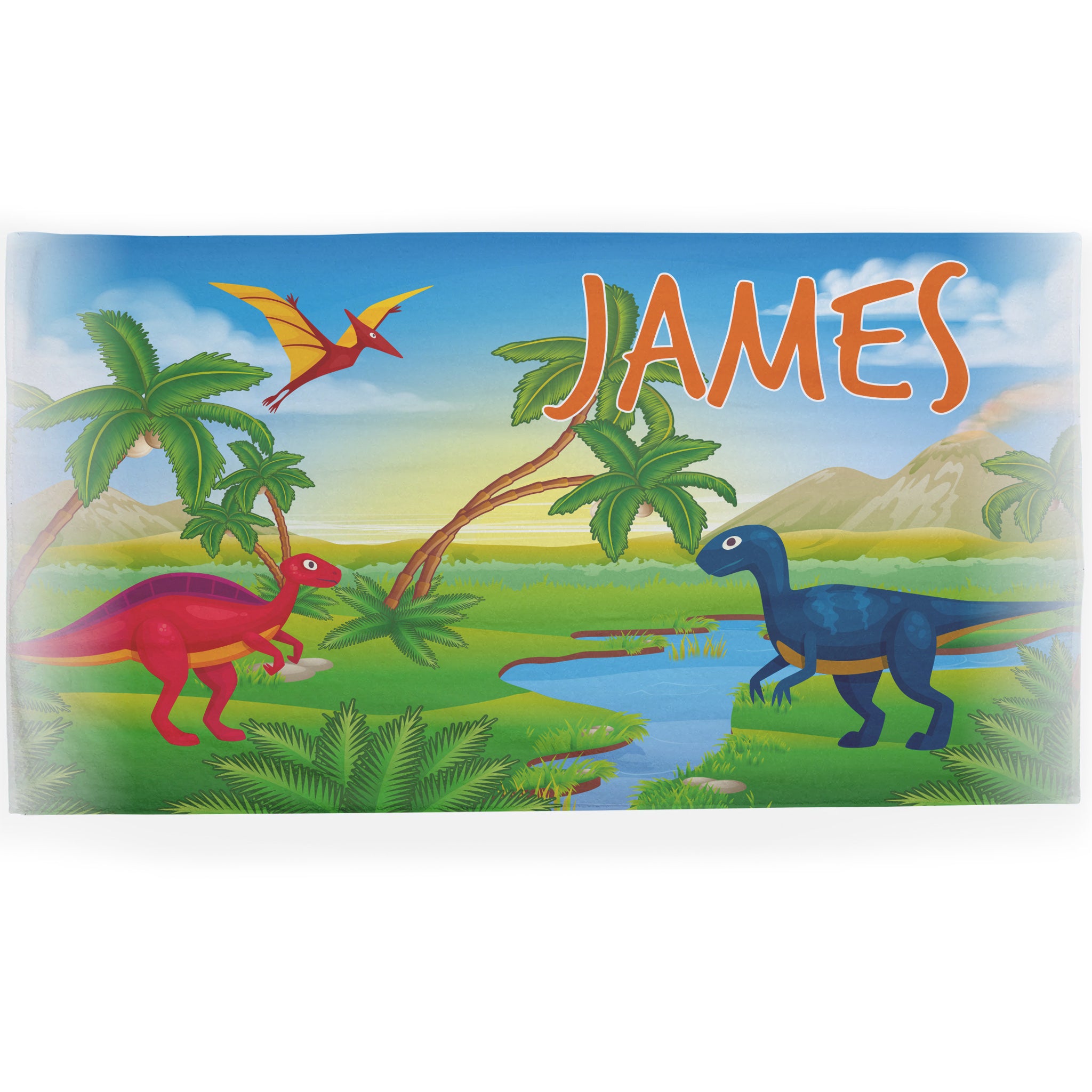 Personalised Children's Towel Dinosaur Landscape