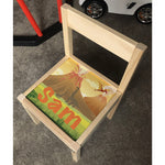 Personalised Children's Table and 3 Chairs Printed Dinosaur Volcano Design