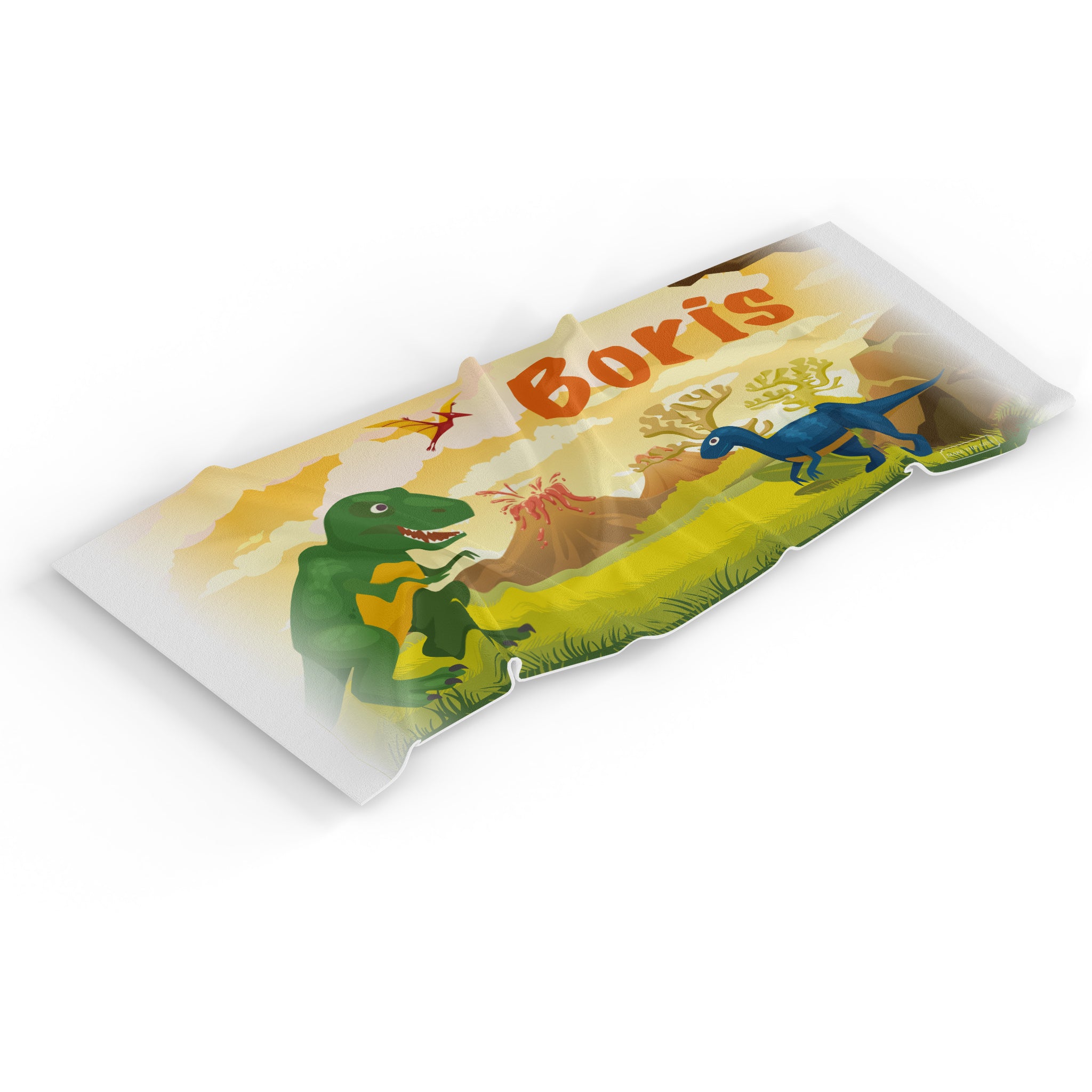 Personalised Children's Towel Dinosaur Volcano