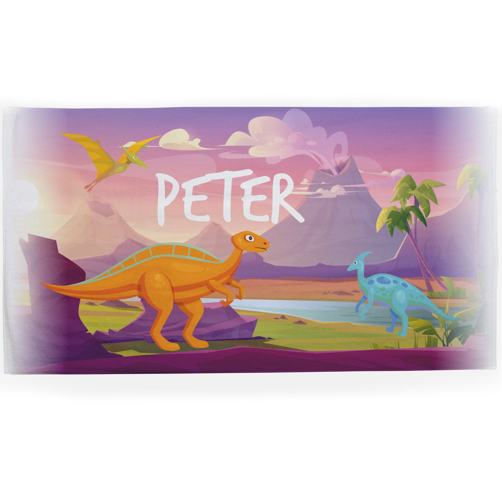 Personalised Children's Towel Pink Dinosaur