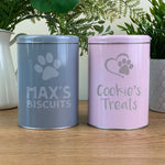 Personalised Round 1L Storage Tin - Pet Treats, Biscuits, Kibble