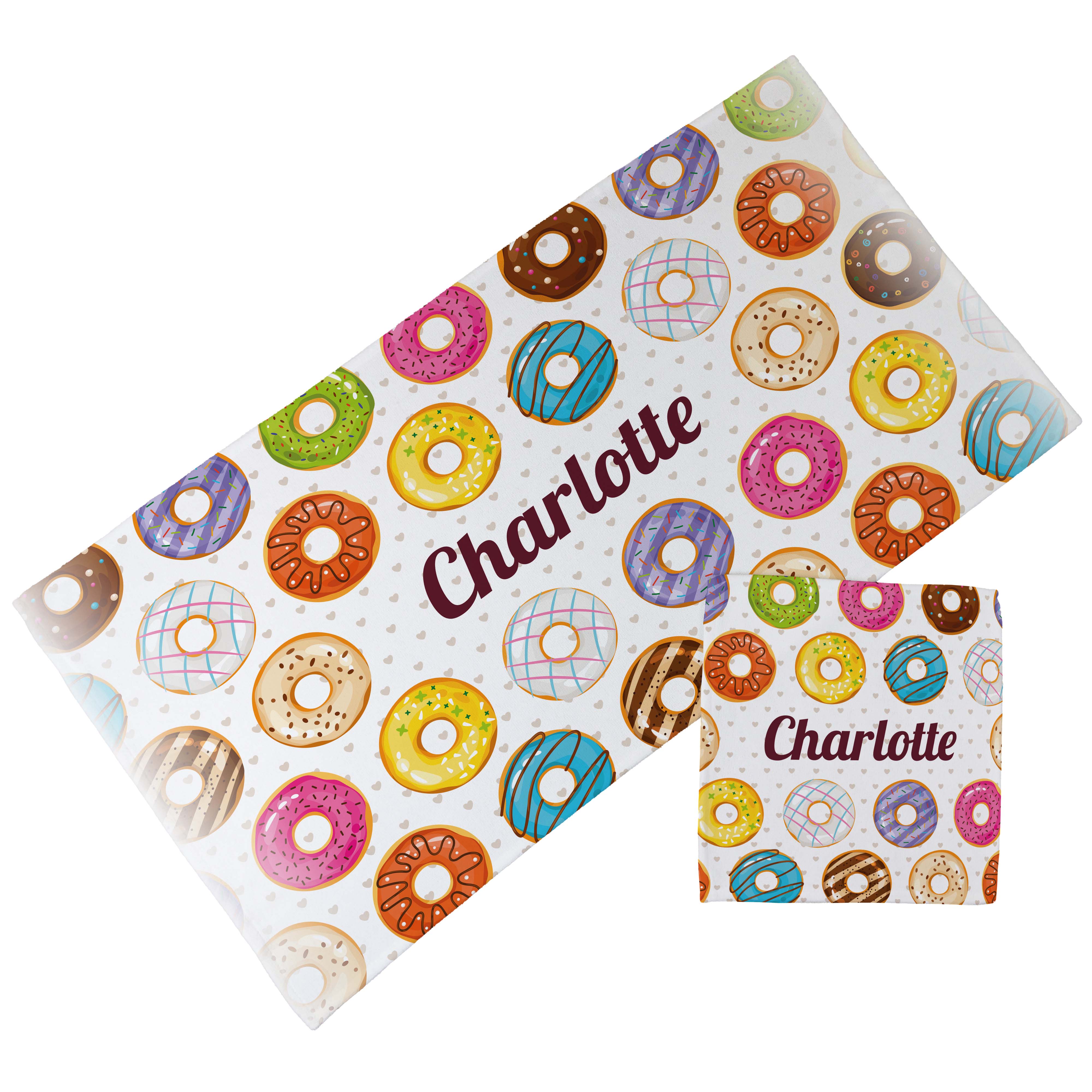 Personalised Children's Towel & Face Cloth Pack - Donuts