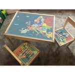 Personalised Children's Table and 2 Chair STICKER Europe Map Design