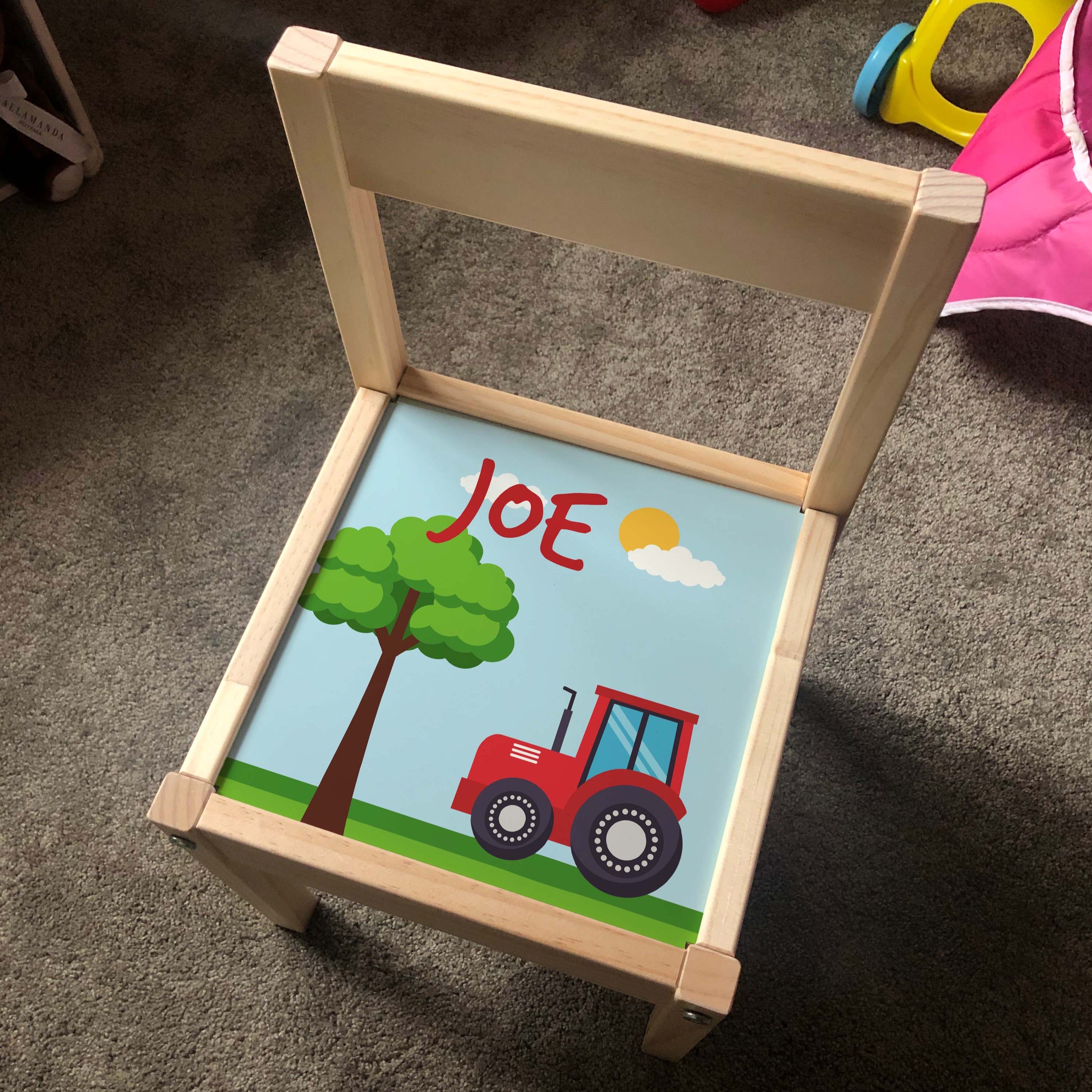 Personalised Children's Table and 3 Chairs Printed Farm Design