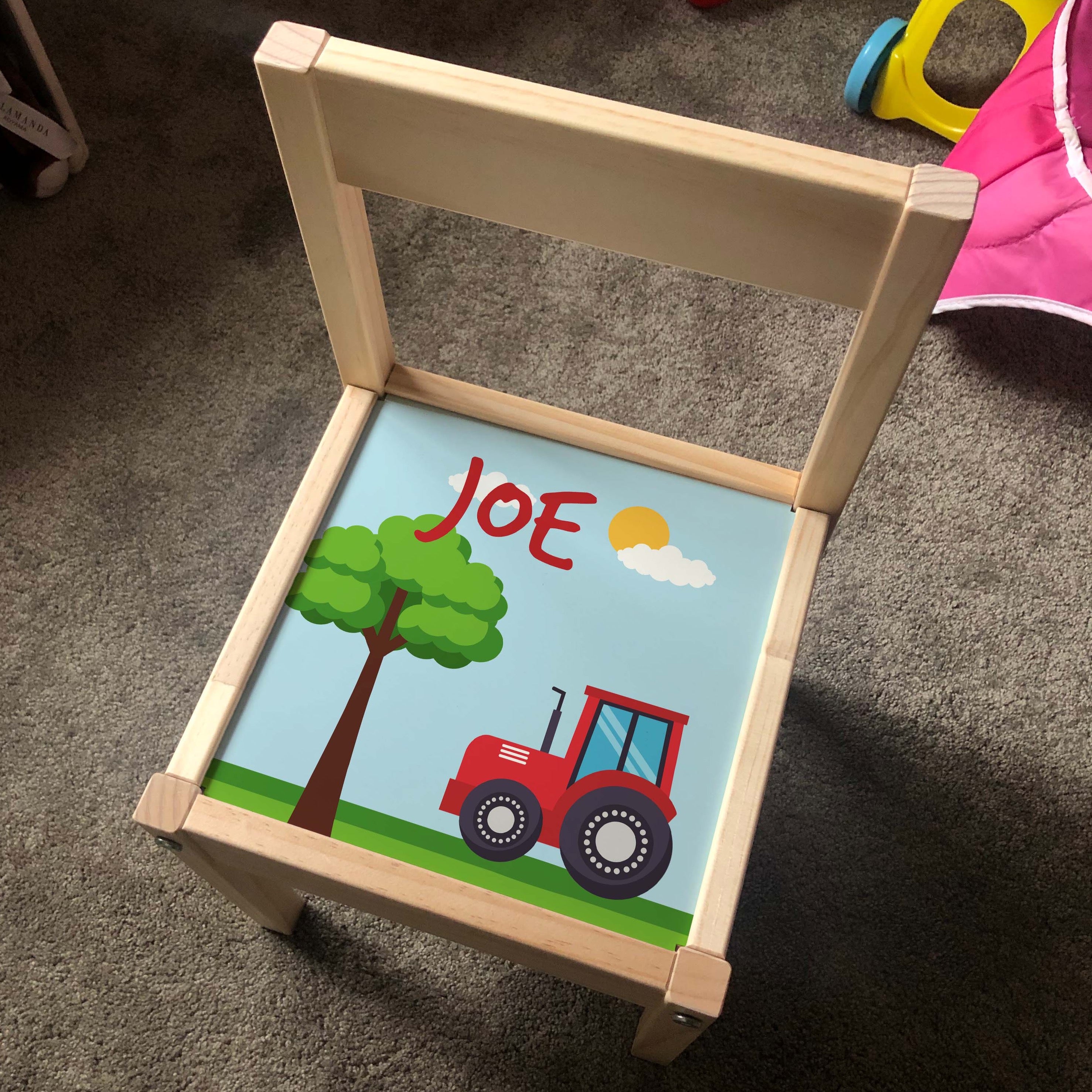 Personalised Children's Table and 4 Chairs Printed Farm Design