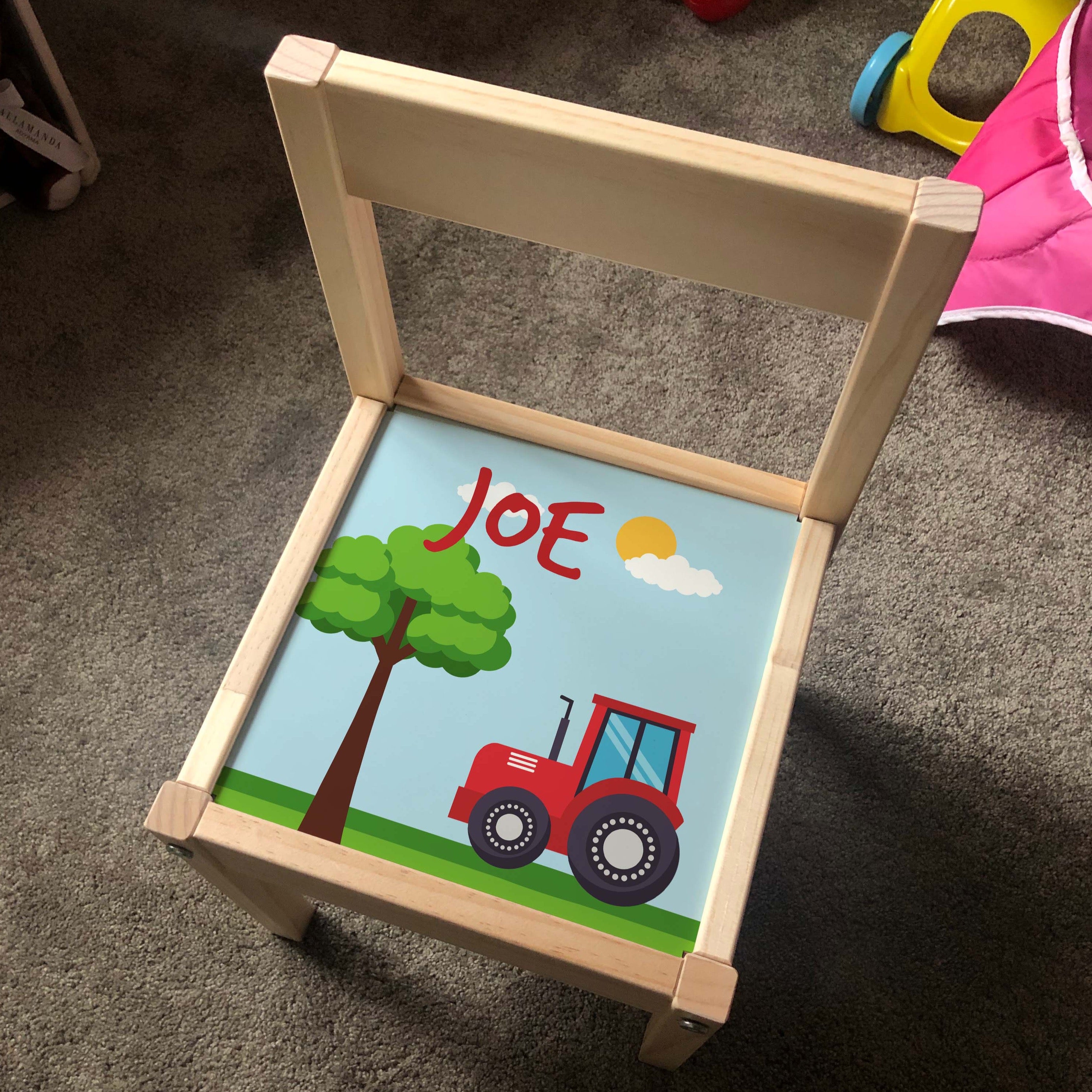 Personalised Children's Table and 1 Chair Printed Farm Design