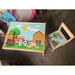 Personalised Children's Table and 1 Chair Printed Farm Design