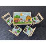 Personalised Children's Table and 4 Chairs Printed Farm Design