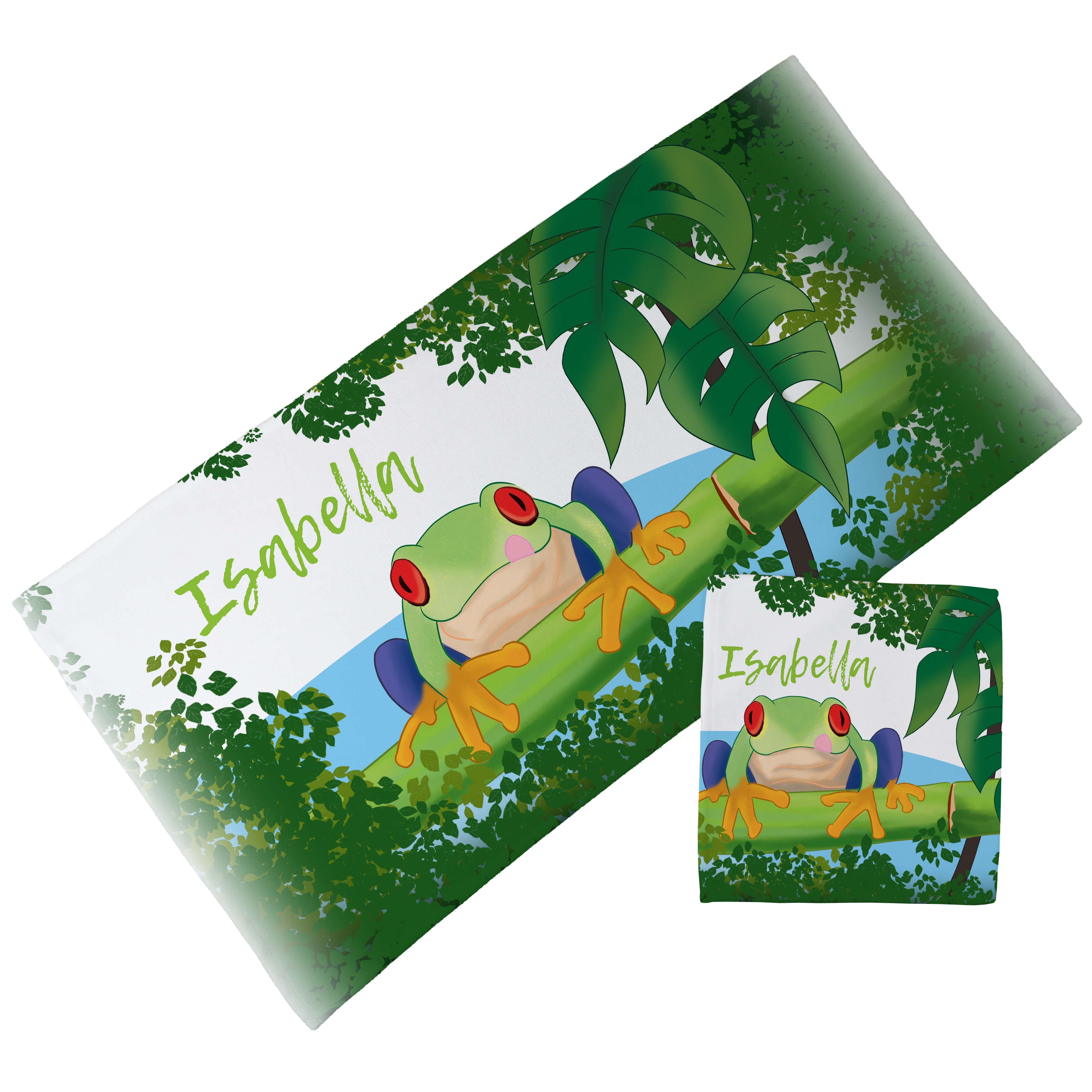 Personalised Children's Towel & Face Cloth Pack - Frog