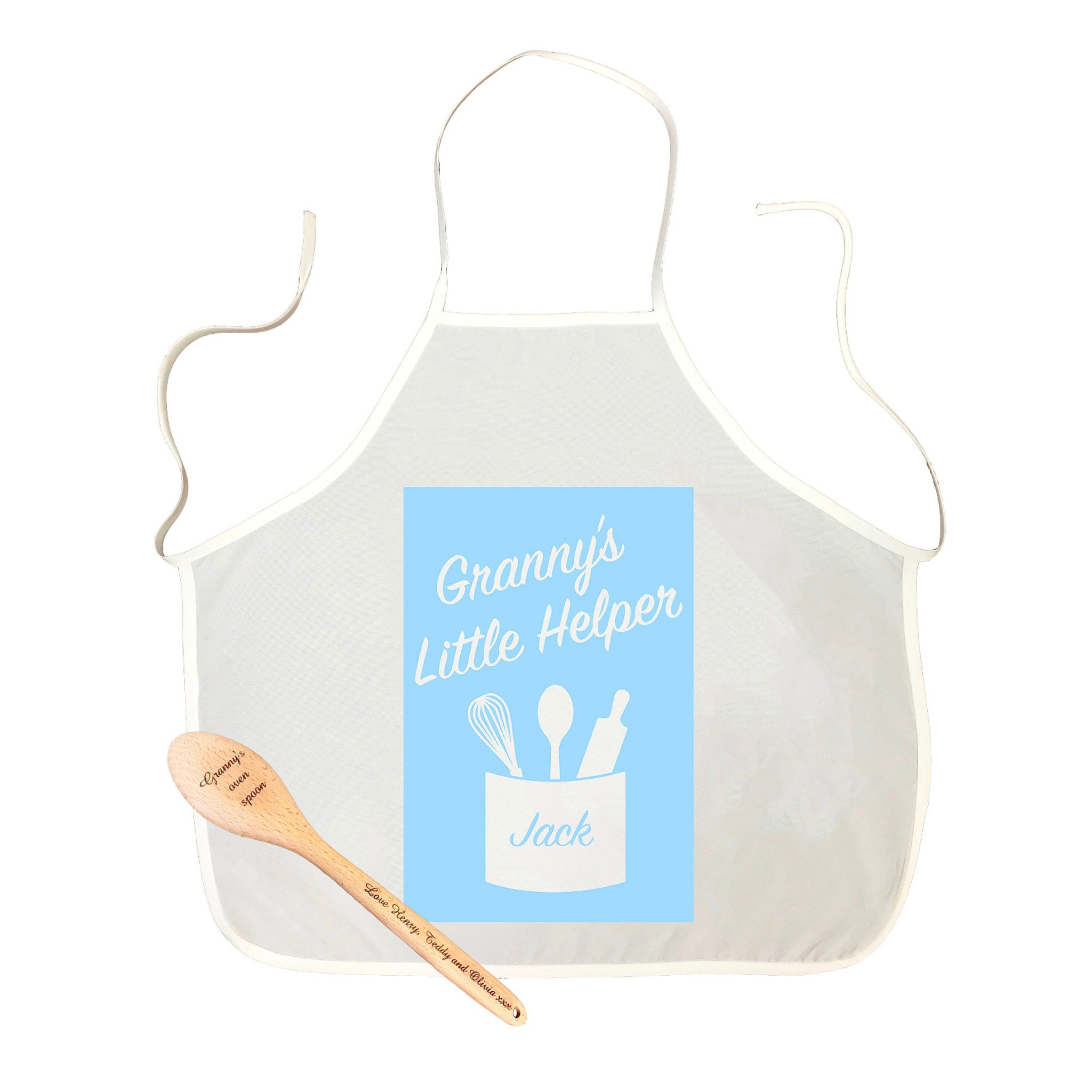 Toddler's Apron & Wooden Spoon Set - Little Helper Blue