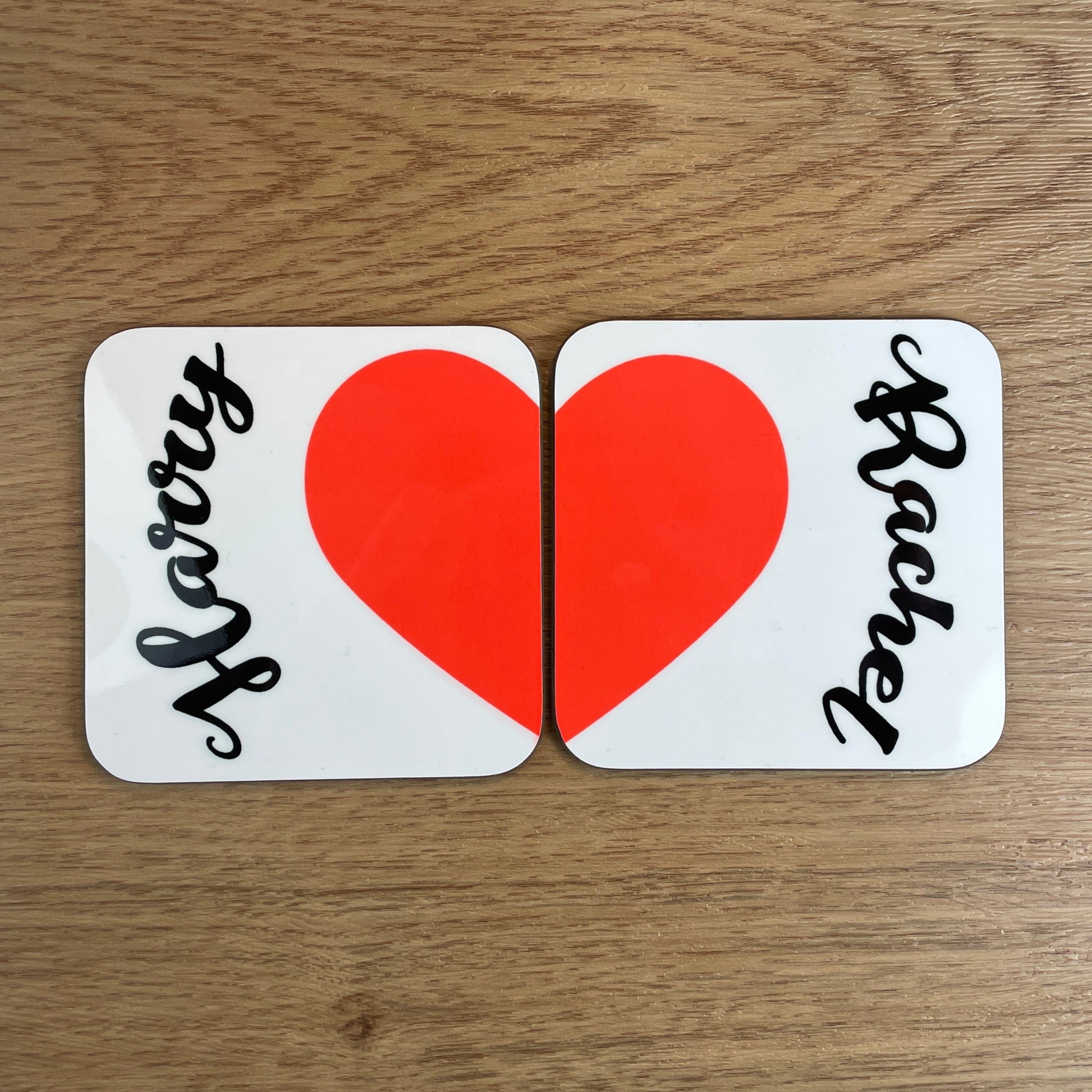 Personalised Valentine's Day 2 x Couples Mug & Coaster Set - Matching Heart