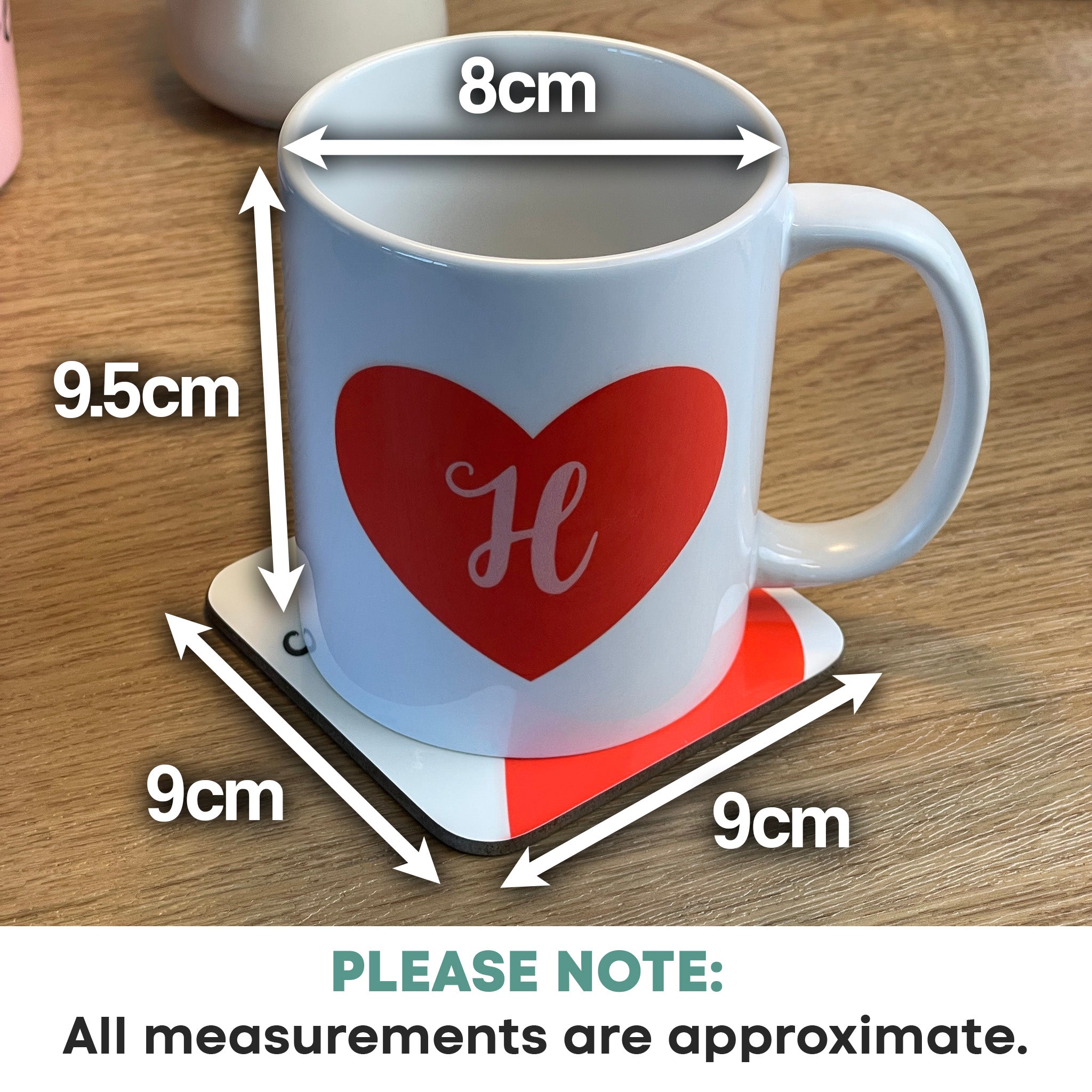 Personalised Valentine's Day 2 x Couples Mug & Coaster Set - Matching Heart