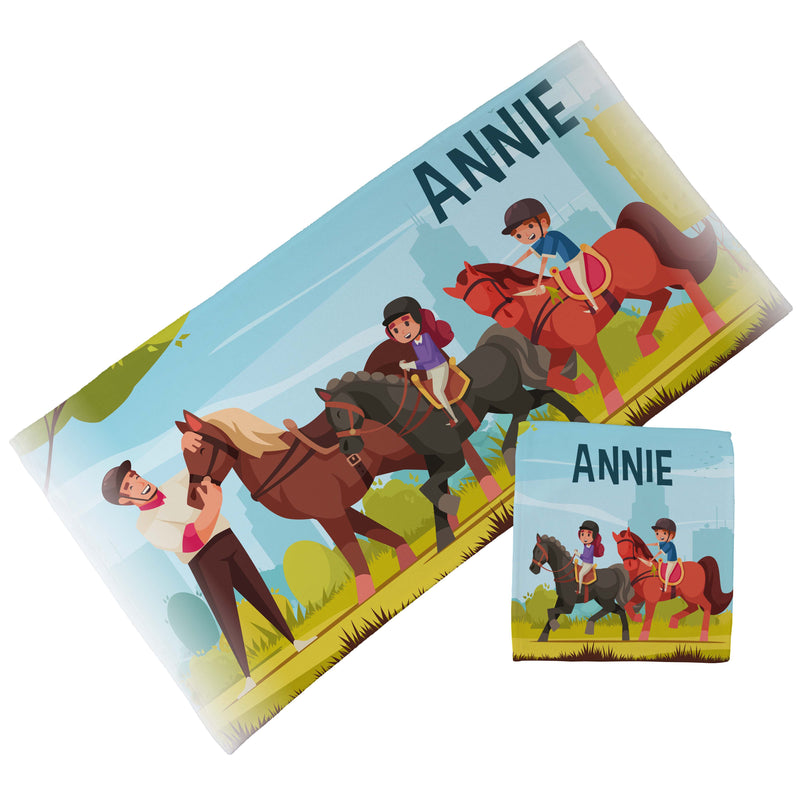 Personalised Children's Towel & Face Cloth Pack - Horse