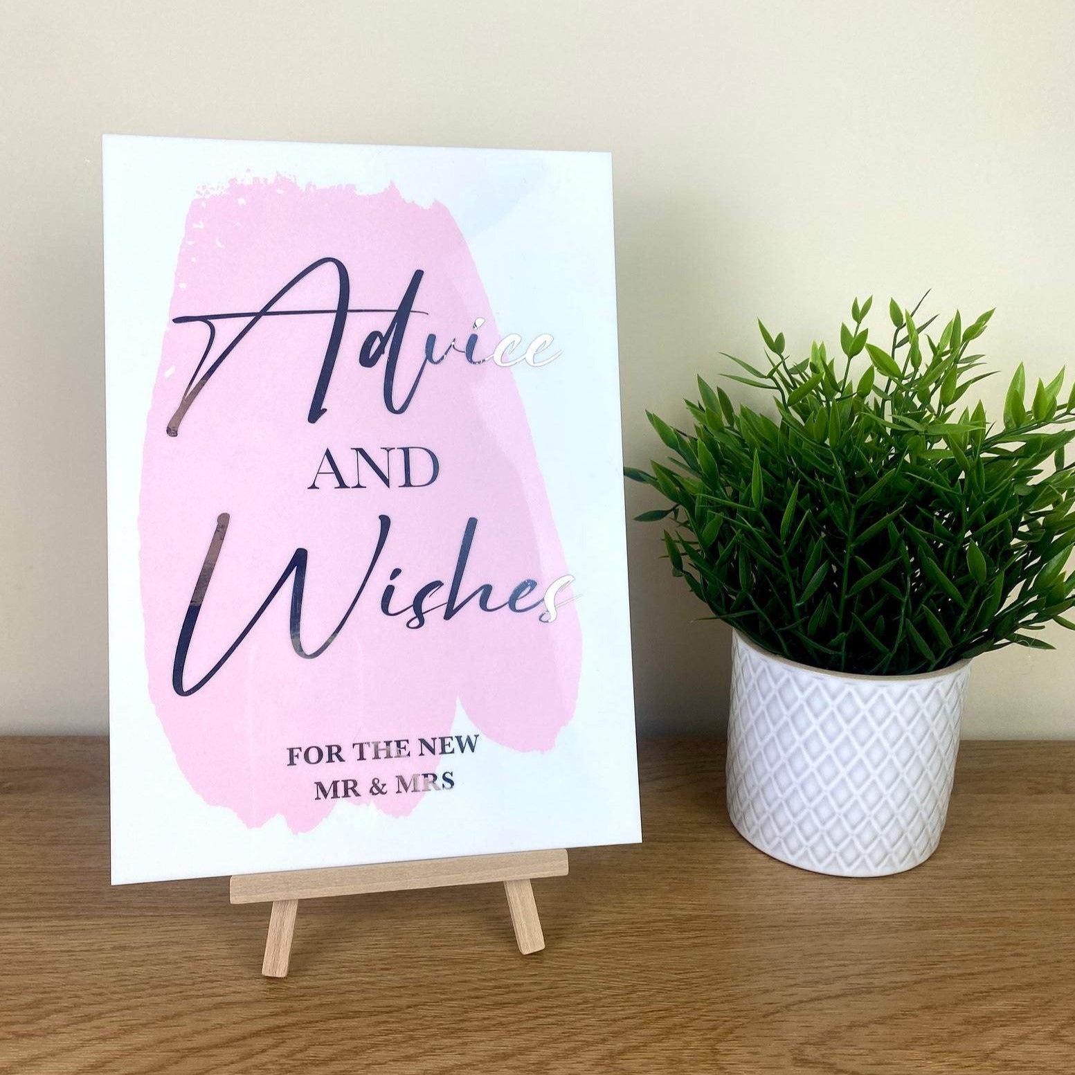 'Advice and Wishes - for the new Mr and Mrs' - Perspex Wedding Sign