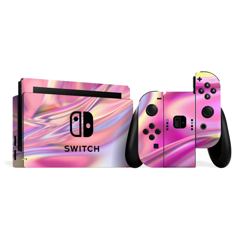 Nintendo Switch Personalised Skin Pink Neon Swirl Design