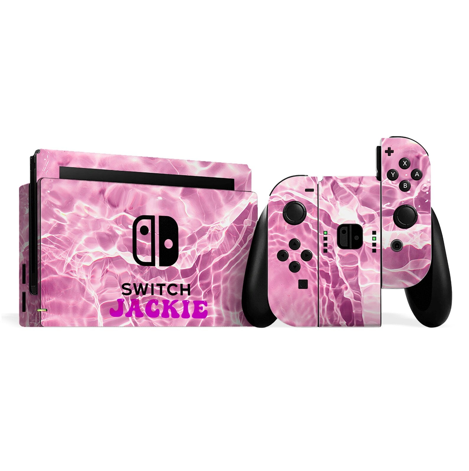 Nintendo Switch Personalised Skin Pink Water Design