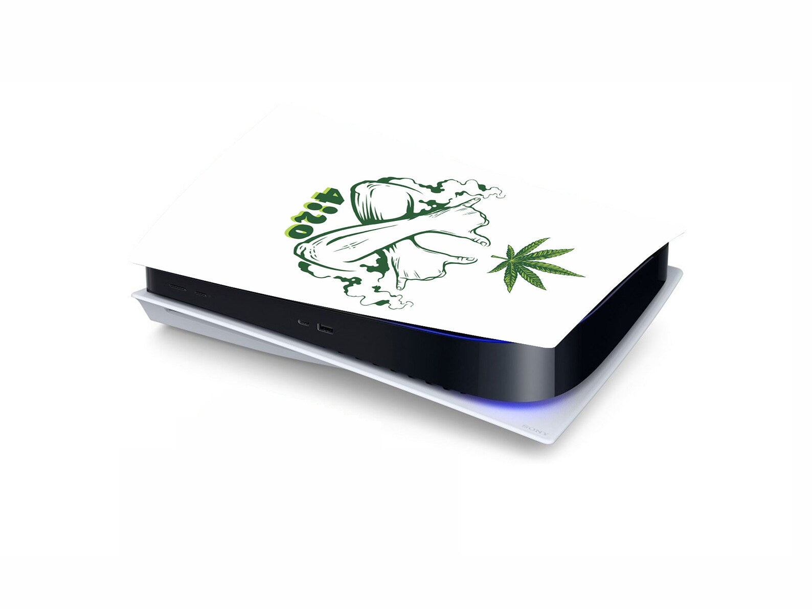 PS5 White Marijuana 4:20 Personalised Console Vinyl Sticker