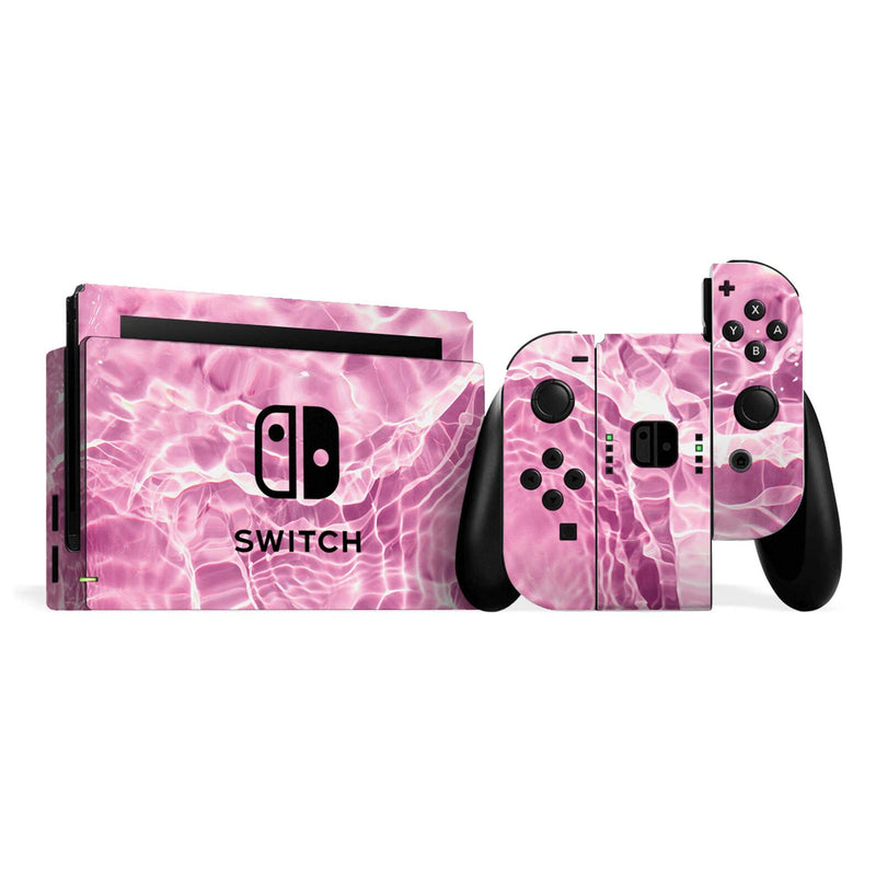 Nintendo Switch Personalised Skin Pink Water Design