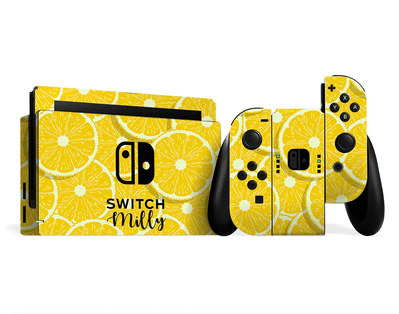 Nintendo Switch Personalised Skin Yellow Lemon Design