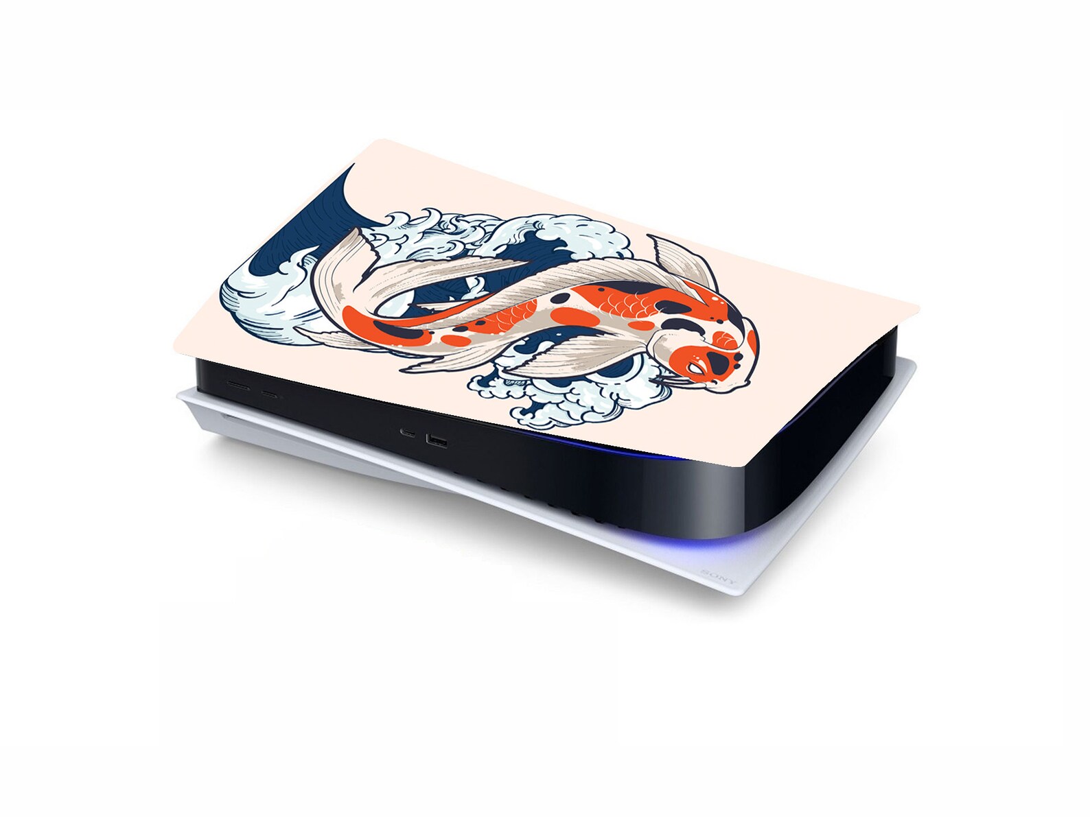 PS5 Japanese Orange Koi and Lotus Personalised Console Vinyl Sticker