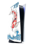 PS5 Japanese Red Koi and Waves Personalised Console Vinyl Sticker