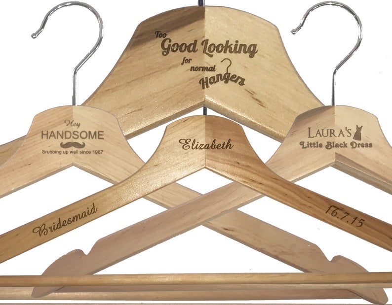 Personalised Brown Wooden Coat Hanger