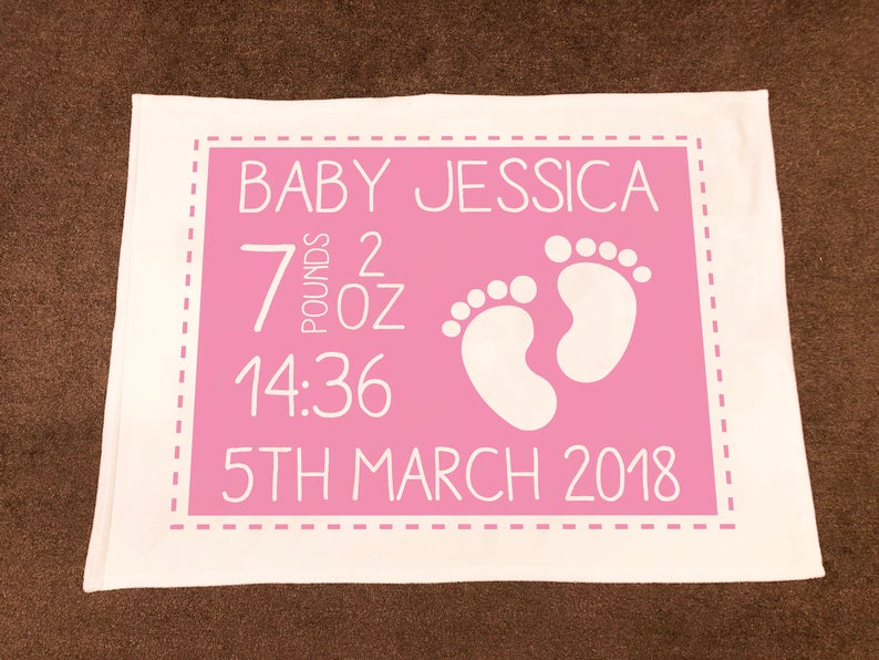 Personalised Baby Fleece Blanket - Pink