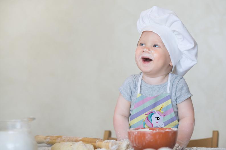 Toddlers Apron - Striped Unicorn