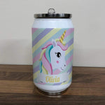 Personalised Children's Striped Unicorn 280ml Stainless Steel Drinks Can