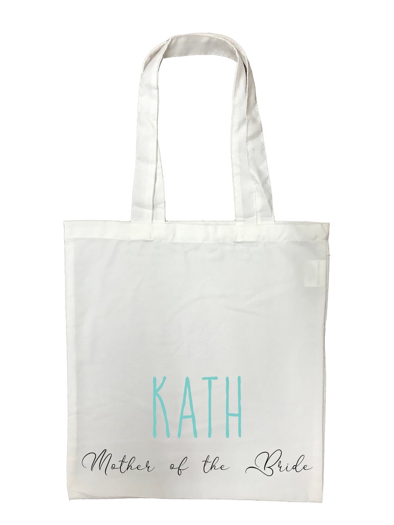 Mother of the Bride Personalised White Tote Bag with Blue Text