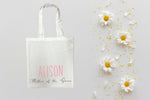 Mother of the Groom Personalised White Tote Bag with Pink Text