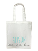 Mother of the Groom Personalised White Tote Bag with Blue Text